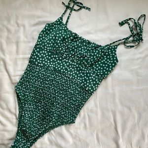 Green & white floral bodysuit